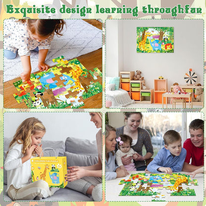 Jumbo Floor Puzzle for Kids, Large Jigsaw Puzzles 24 Piece for Kids Ages 3-5,Preschool Learning & Education Toys, Gifts for 4-8 Year Old Boys and Girls (Jungle Animals)