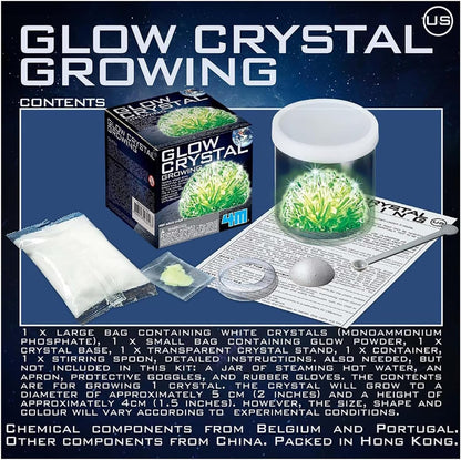 4M: Glow Crystal Growing Kit - DIY Science, Make Your Own Glow-in-The-Dark Mineral Specimen, Chemistry Set, Geology Experiment, STEM Project, Kids 10+