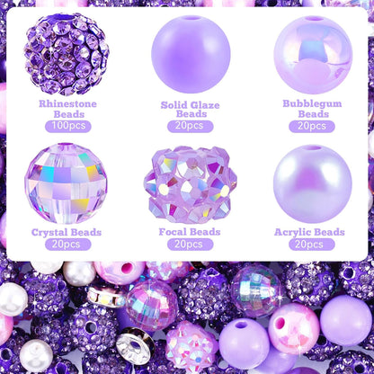 300 Pcs Diamonds Beads for Jewelry Making, Included 10 mm Red Rhinestone Beads for Bracelets, Bubblegum Bead for Pen Making, Pearl and Spacer Bead for Bracelet Necklace Earring Crafting