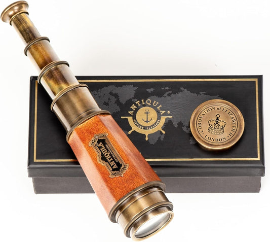 Vintage Ship 20 Inches Hexagonal Taper Brass Telescope Powerful 20X Clear Vision Lens For Marine Sailor - Easy To Use, Trekking “Coronation Of Elizabeth Ii” Maritime Designer Nautical Replica