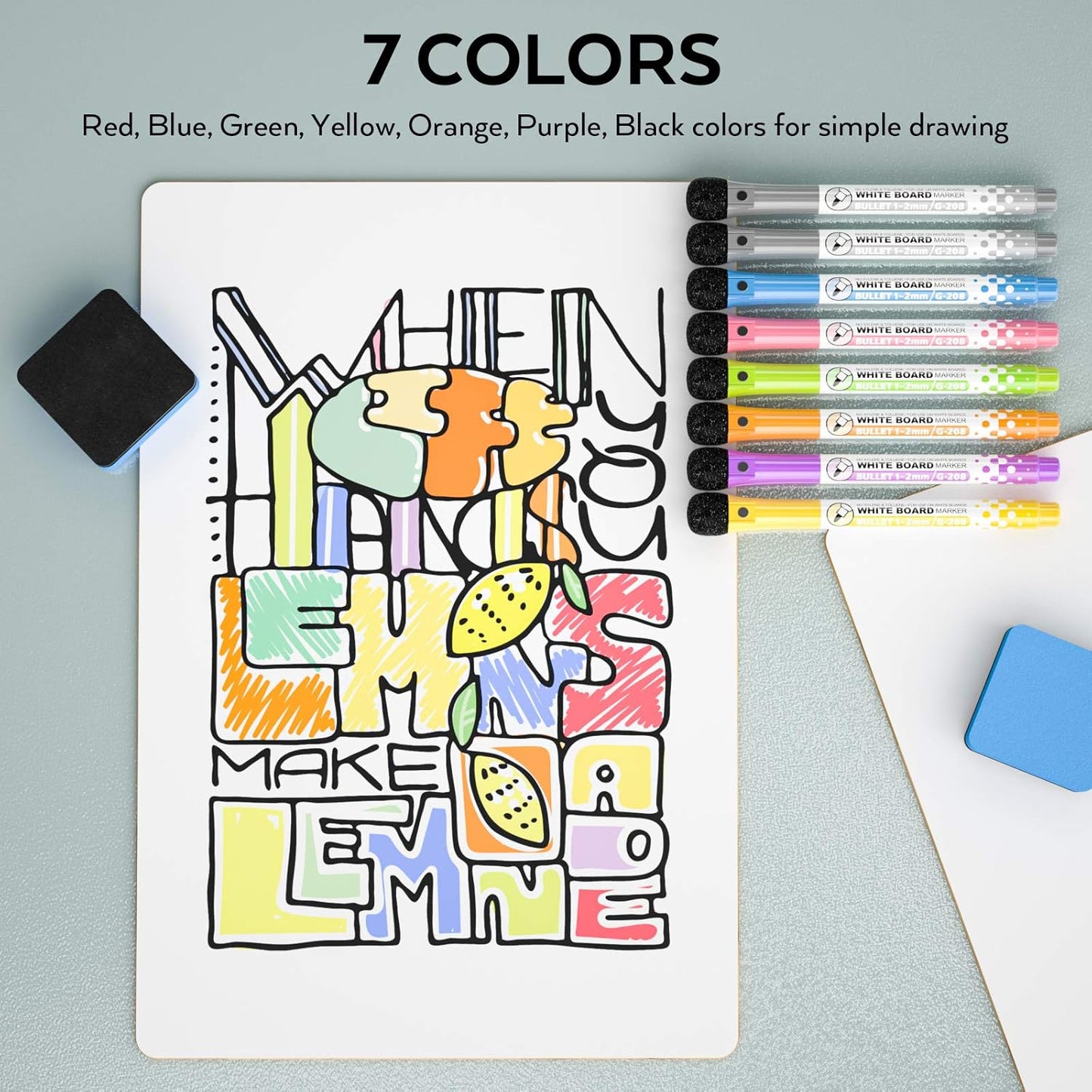 Nicpro Dry Erase Board with Lines 12 x 16 in, 2 Pack Kid Double Sided Lined White Board Dry Erase with 8 Pens, 2 Eraser, Small Learning Whiteboards for Kids, Students, Homeschool Essentials Supplies