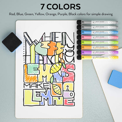 Nicpro Dry Erase Board with Lines 12 x 16 in, 2 Pack Kid Double Sided Lined White Board Dry Erase with 8 Pens, 2 Eraser, Small Learning Whiteboards for Kids, Students, Homeschool Essentials Supplies
