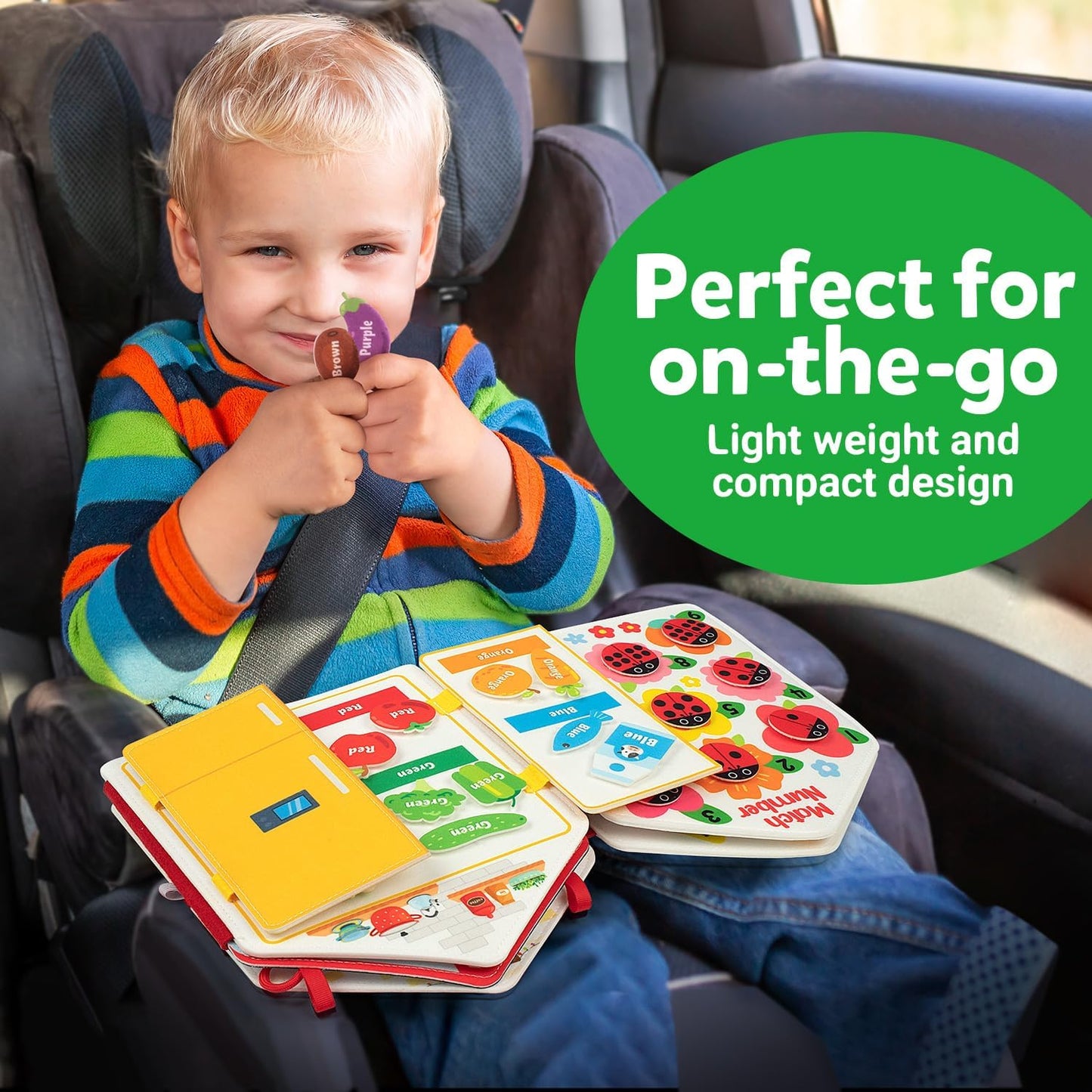 Coogam Toddler Felt Montessori Busy Book, Activity Busy Sensory Boards Fine Motor Skill Quiet Book Car Travel Busy Binder Autism Toys Preschool Learning Educational Toy Gift for 3 4 5 Year Old Kids