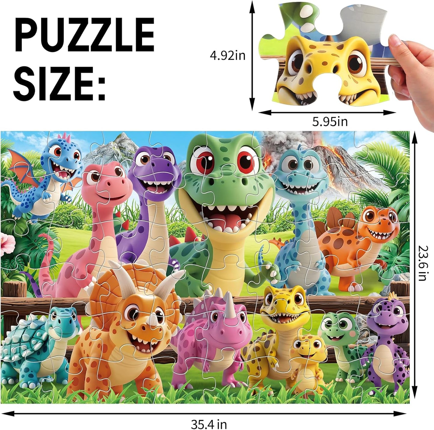 Jumbo Floor Puzzle for Kids,48 Pieces Farm Animals Puzzles for Toddlers 3-5,Large Barn Jigsaw Puzzles,Preschool Educational Animal Toys,Easter Gift for Boys & Girls Ages 4-8