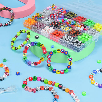 Gionlion 1200 Pcs Polymer Clay Beads Bracelet Making Kit, 25 Style Animal Fruit Flower Butterfly Bunny Pony Letter Beads Charms for Jewelry Making, DIY Art and Crafts Toys Gifts