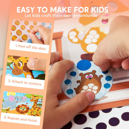 Klever Kits Dot Art Kit for Kids, No Mess Sticker for Toddlers 3-7, Craft Kits, DIY Creative Activity, Travel Toy, Birthday Presents for Boys Girls (Unicorns & Princess)