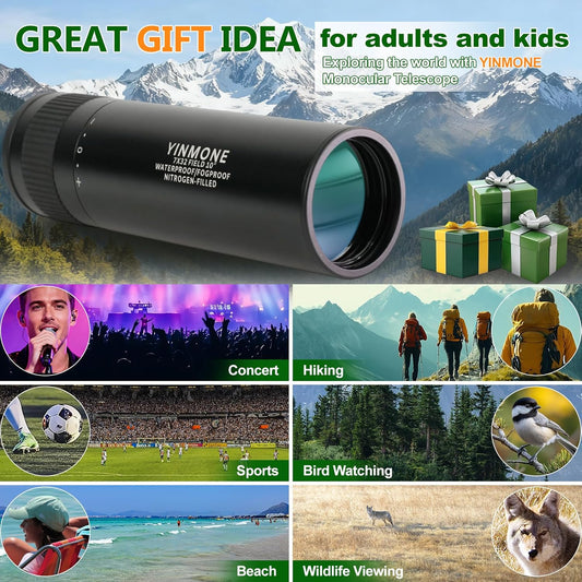 2026 New ED+LAK 12X33 Handheld Monocular Telescope Waterproof with Phone Adapter,PXA&FMC&BAK4 Lens,Ultra Clear High Power Pocket Small Compact Monocular for Kids&Adults Travel Birdwatching Hiking