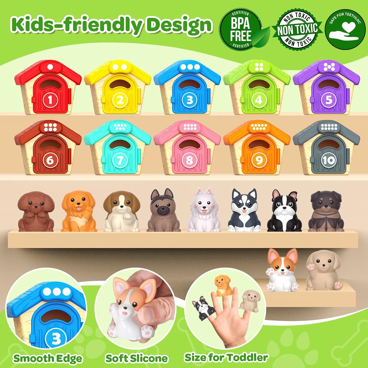 Learning Toy for Toddlers 1 2 3 Year Old, 10 Farm Animal Toys & 10 Barns, Counting, Matching & Sorting Montessori Educational Sensory Toys, Christmas Birthday Easter Gift for Baby Boy Girl 1-3