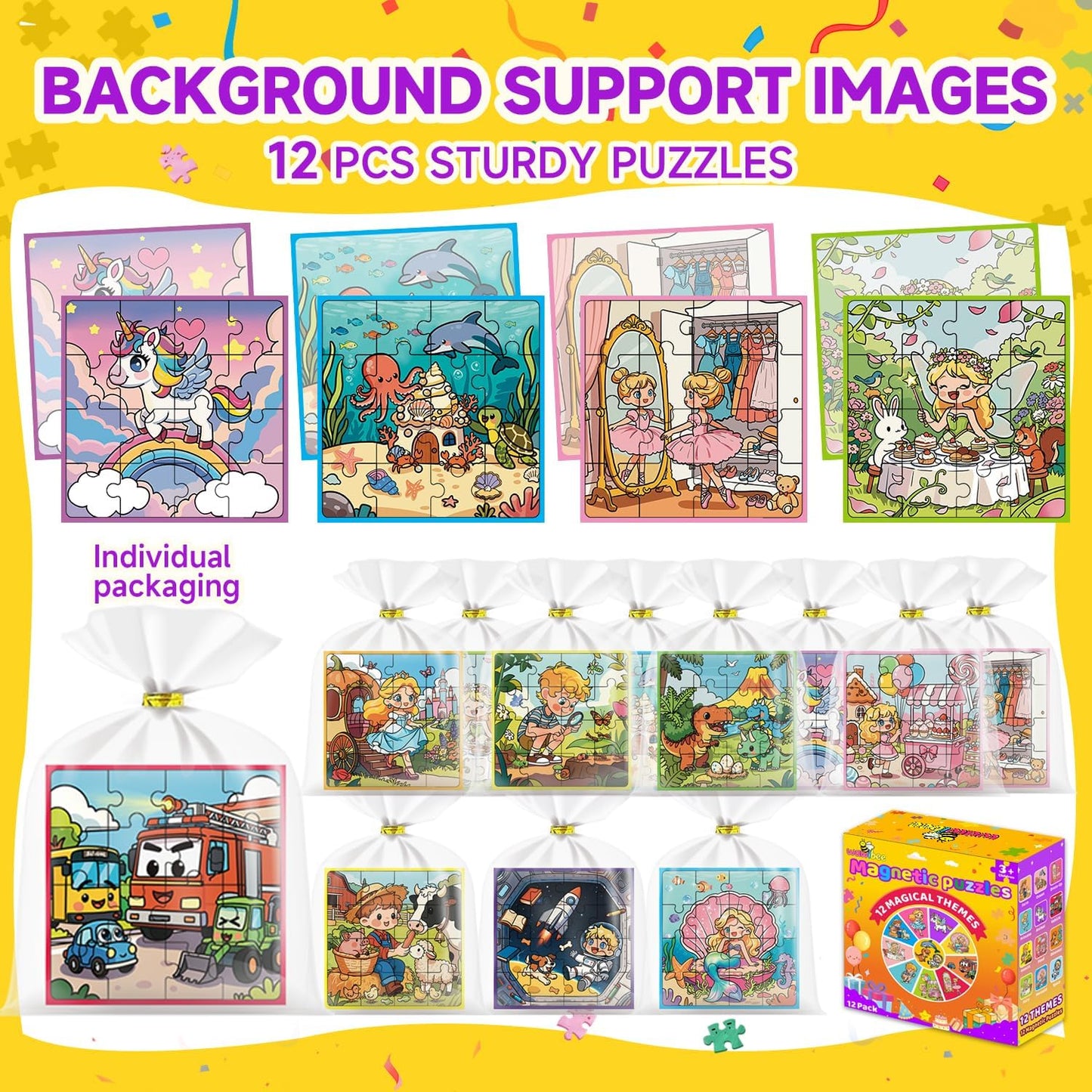 24 Pack Easter Party Favors for Kids, Magnetic Puzzle Books Bulk for Toddlers 3-5 & Kids 4-8, Goodie Bag Stuffers, Classroom Prizes, Birthday Return Valentine’s Day Gifts, Travel