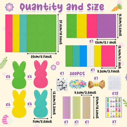 BeYumi Bunny Necklace Craft Kit - 24Pcs Bunny Peeps Felt Necklace Making Kits with Beads and Gem Sticker DIY Cute Rabbit Craft for Kids Sunday School Home Classroom Gift Party Favor Fun Activities
