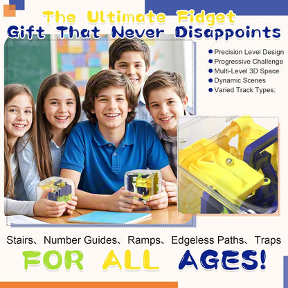 1 Sets Large Labyrinth 3D Maze Cube Puzzle Maze Game Gravity 3D Puzzle Cube Brain Teaser Ball Games for Kids Education Sensory Toys Gift for Adults (Upgrade Version,Yellow)