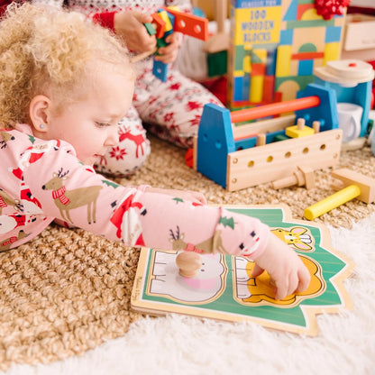 Melissa & Doug Pet Animals Jumbo Knob Puzzle, Wooden Peg Puzzle for Toddlers, Educational Toy for Shape Recognition and Fine Motor Skills, Ages 1+