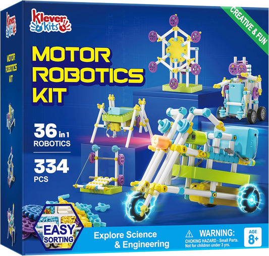 JOVA Klever Kits 36-in-1 Motor Robotic Kits, Make Your Own Kids Craft Kits Educational STEM Toys for Ages 8-13 Boys and Girls, Science Gifts for 8 Years Old