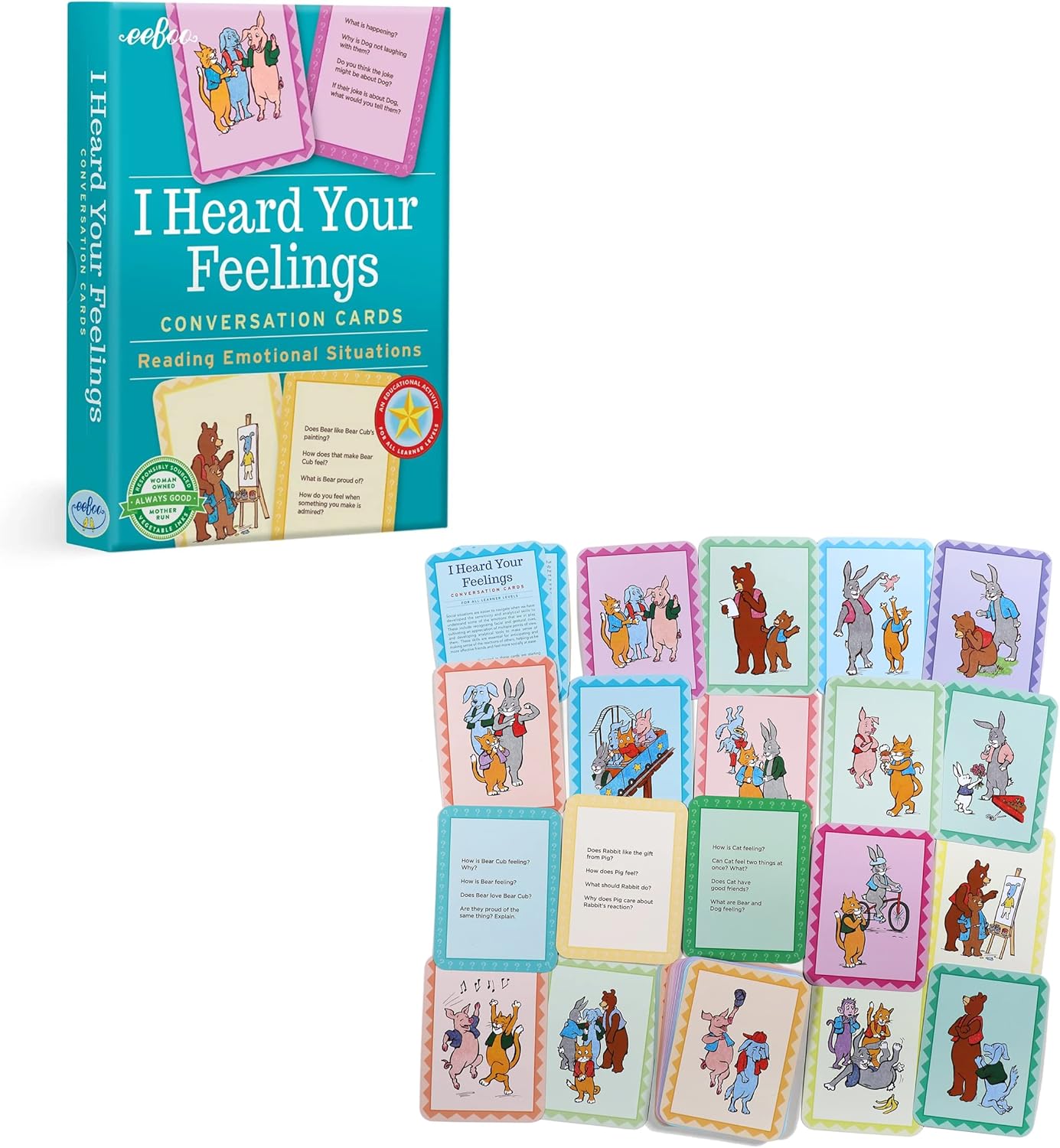 eeBoo: French Vocabulary Flash Cards, Learn French, Imaginative Problem Solving, Educational Games that Cultivates Conversation, Socialization, and Skill-Building, Perfect for Ages 4 and up