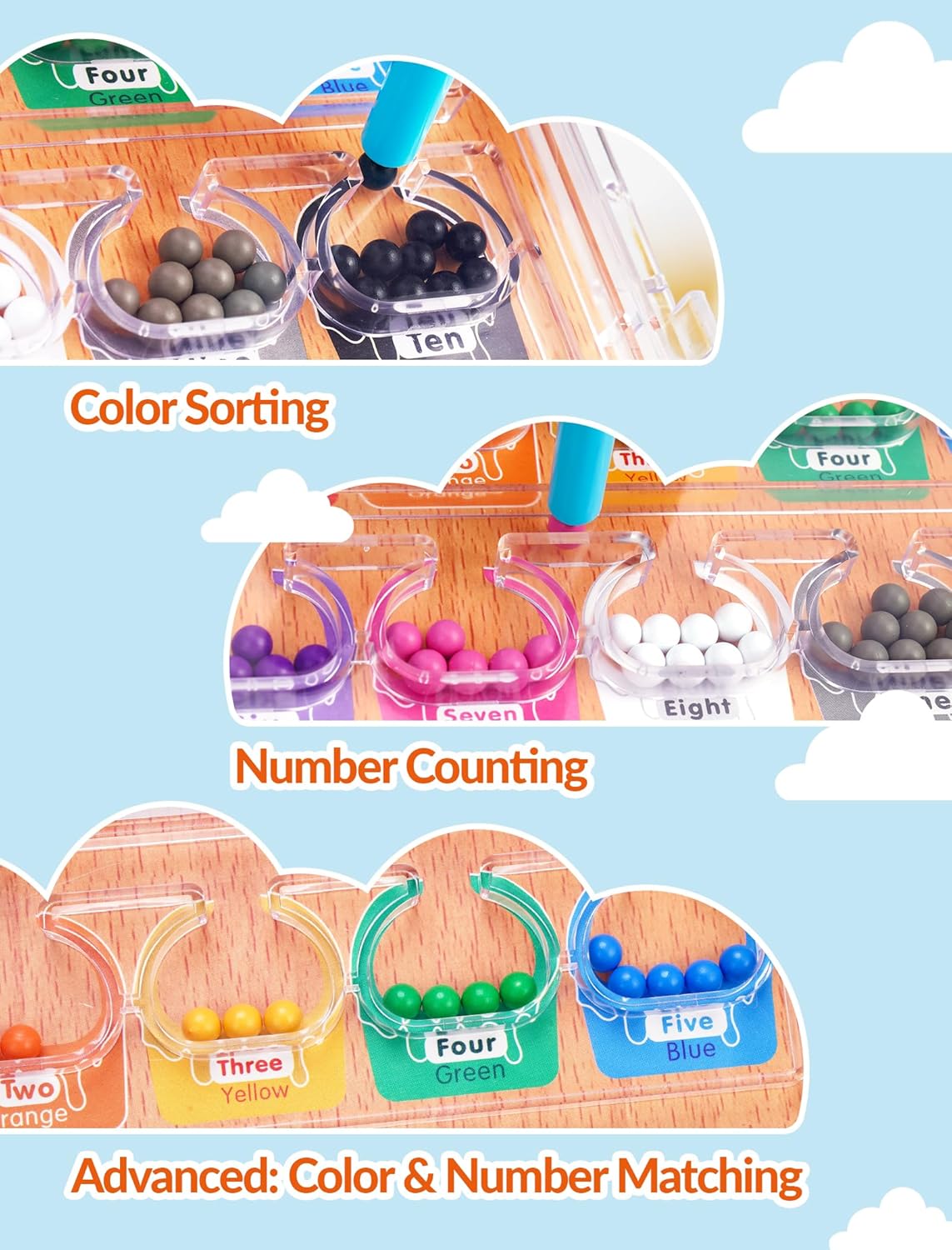 Wood Grain Magnetic Color & Number Maze – Montessori Toddler Wooden & ABS Puzzle Board with Secure Screwed Panel, Educational Color Matching & Counting Toy for Kids Ages 3+(Natural)