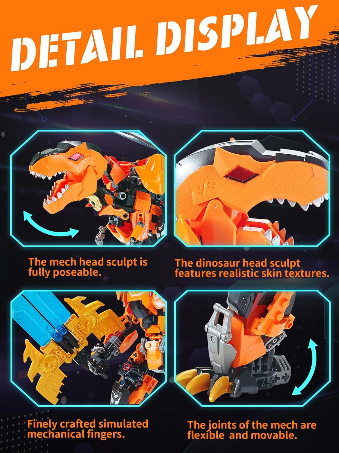 TIALLOW Pterodactyl Robot 2 in 1 Building Toy Sets, Dinosaurs Mech Transforming Building Block Model, Mecha Action Figures Pterosaur Building Kits, for Boys, Adult Age 8-12 (Pterodactyl)