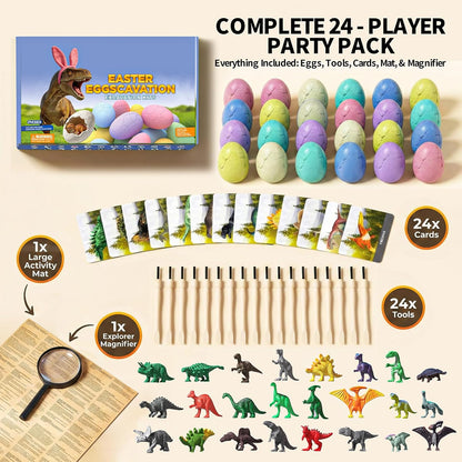 24 Dinosaur Eggs Dig Kit Toys for Kids, Dinosaur Eggs Excavation Kit with Magnifier, Easter Basket Stuffers, Science STEM Birthday Party Favors Gifts for Boys Girls Age 3 4 5 6 7 8 9 10 + Years Old