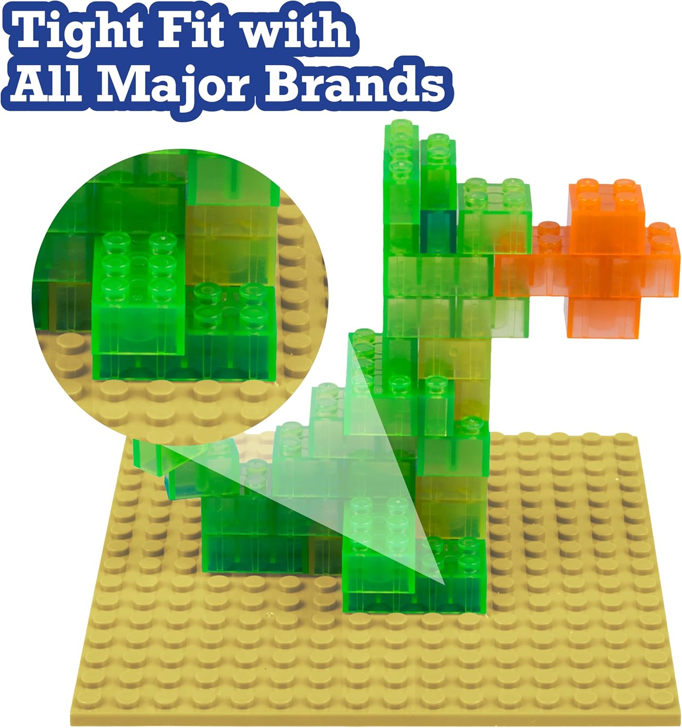 Classic Baseplates for Building Bricks - Set of 10 Sand 5"x5" Building Plates- Dual Connectivity, Build on Both Sides- Compatible, Tight Fit w Major Brands- Creative STEM Toy & Kids Bday Gift (Sand)