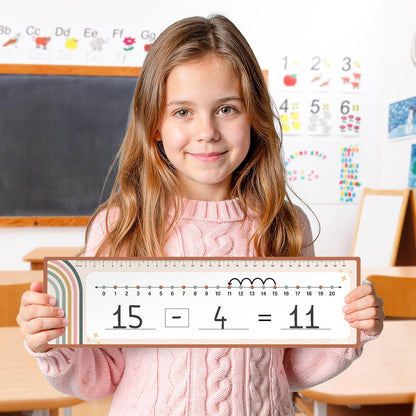 26 Pack Boho Number Line Dry Erase Boards Cards, 14"x4", Double-Sided, 0-10 on One Side & 0-20 on Other Side, Math Manipulatives for Student, Education Classroom Must Haves
