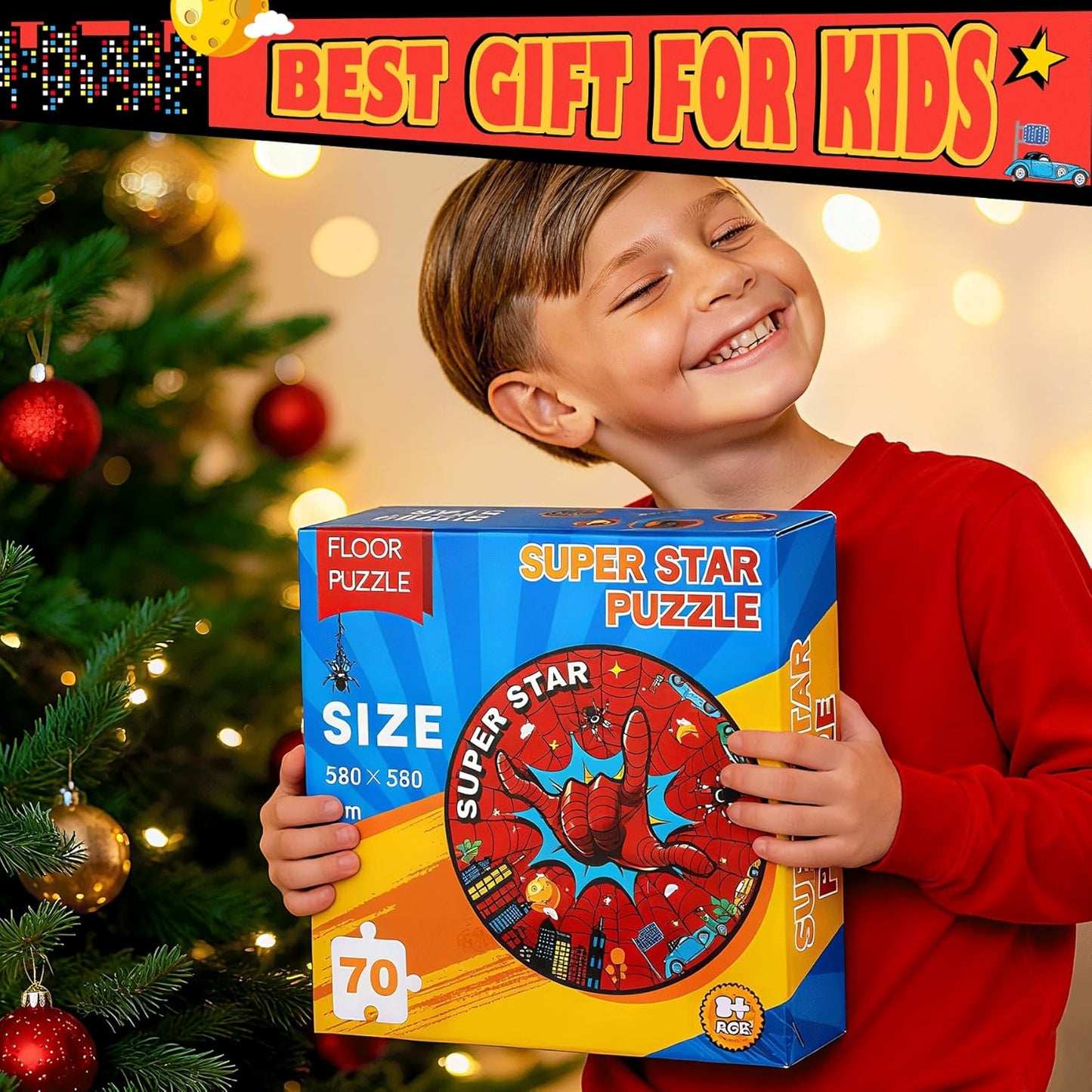 Spider Web Puzzles for Kids Ages 4-6, 70pcS Jumbo Floor Puzzle for Toddlers Ages 2-4, Preschool Toys Educational Puzzles for 3 4 5 6 7 8 Years Old Boys Girls Easter Basket Stuffers