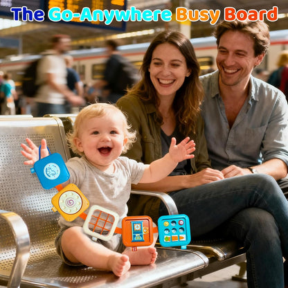 Montessori Busy Board for 1 Year Old, Airplane Toys for Babies 6-12 Months, Sensory Fine Motor Skills Activity Cube, Baby Travel Car Seat Toys for Toddler 1-3