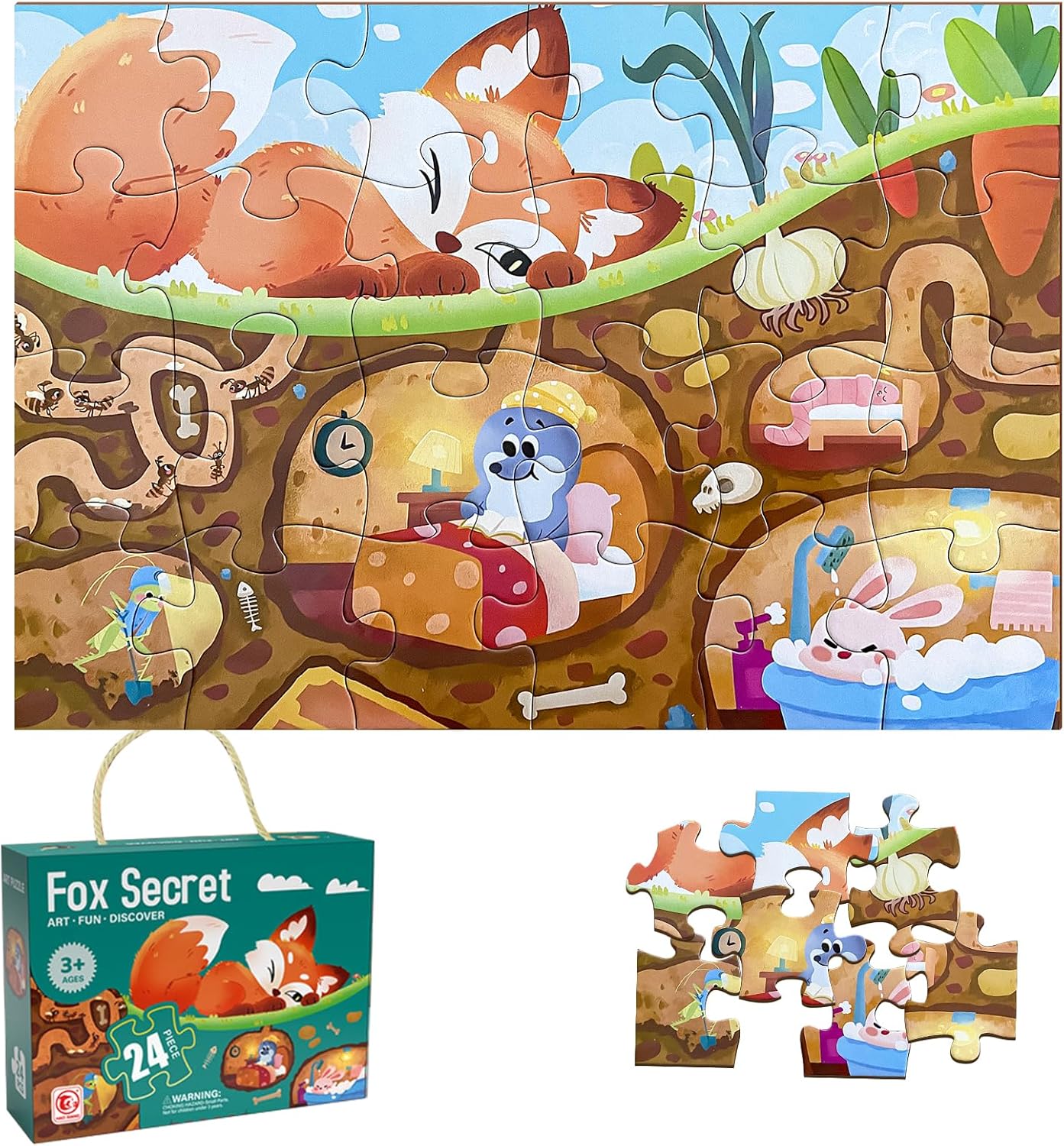 Jumbo Floor Puzzle for Kids, Large Jigsaw Puzzles 24 Piece for Kids Ages 3-5,Preschool Learning & Education Toys, Gifts for 4-8 Year Old Boys and Girls (Jungle Animals)