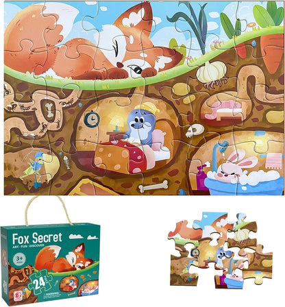 Jumbo Floor Puzzle for Kids, Large Jigsaw Puzzles 24 Piece for Kids Ages 3-5,Preschool Learning & Education Toys, Gifts for 4-8 Year Old Boys and Girls (Jungle Animals)