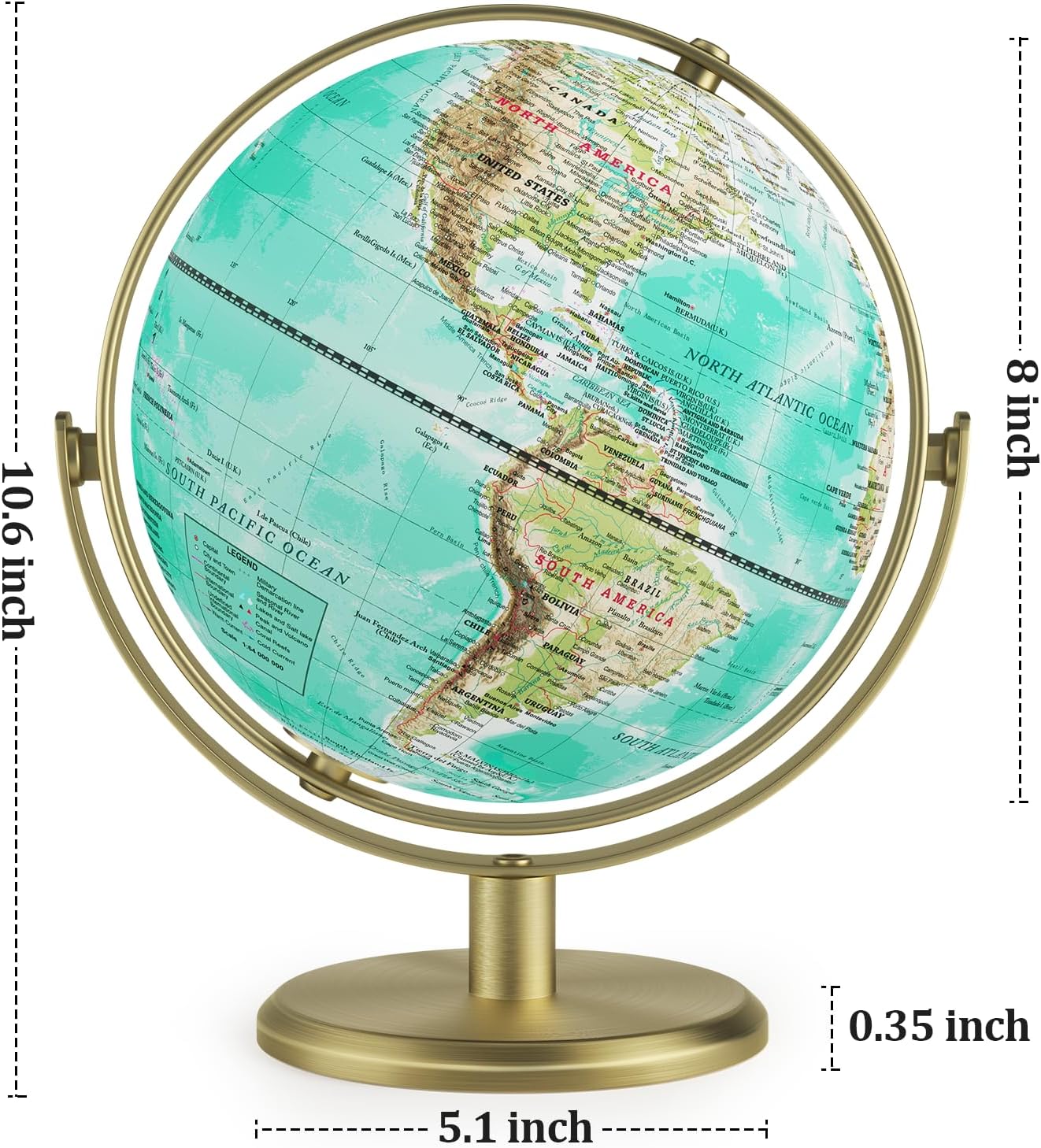 Globe for Kids Illuminated Globes of the World with Stand & Animals Illustrations Earth World Globe Night Light for Kids' Room Decor Classroom Educational Tool Birthday Gift, Dia 8-inch