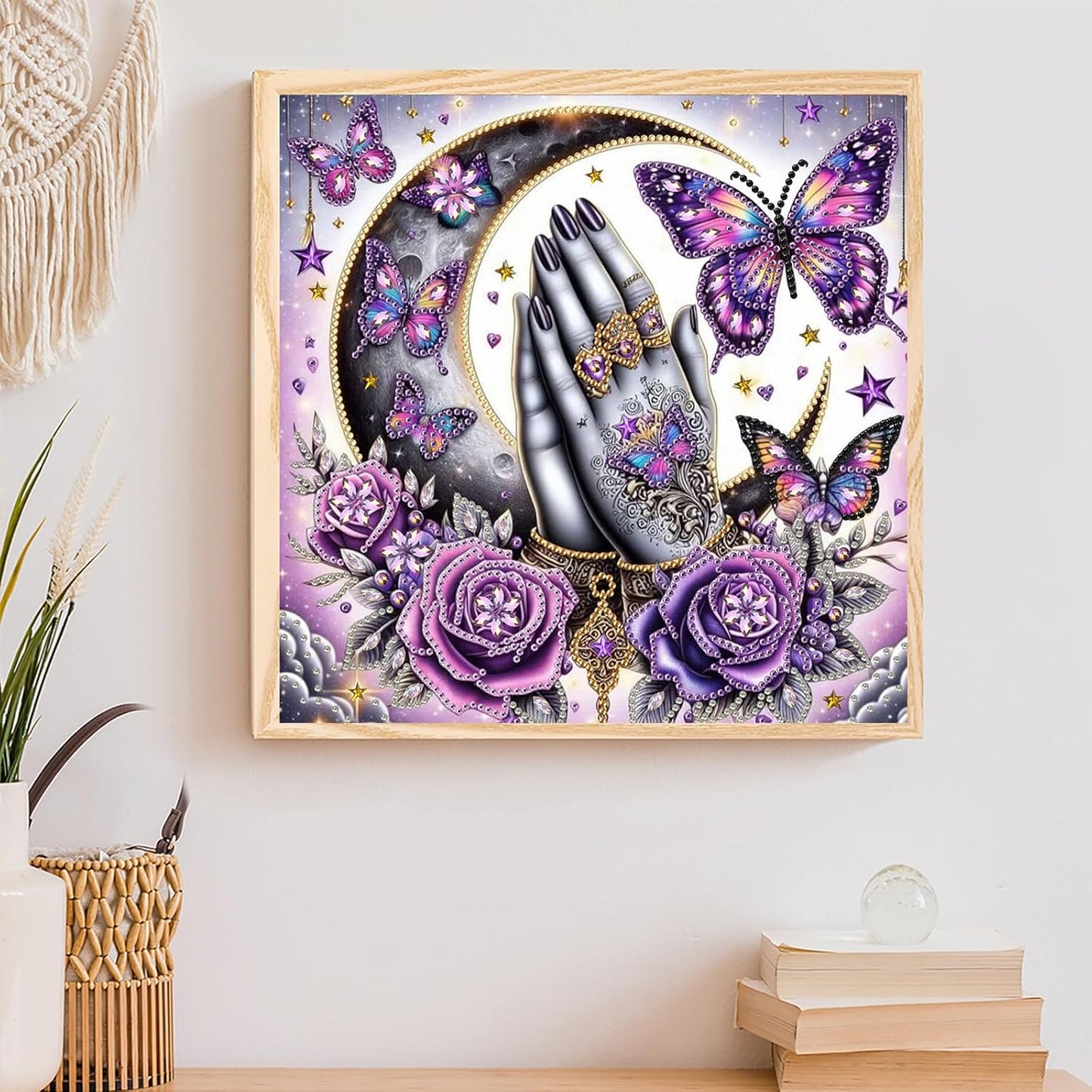POETRYDRAW Pink Butterfly Special Shaped 5D DIY Partial Drill Diamond Art Painting Kit 30x30cm (Butterfly-1)