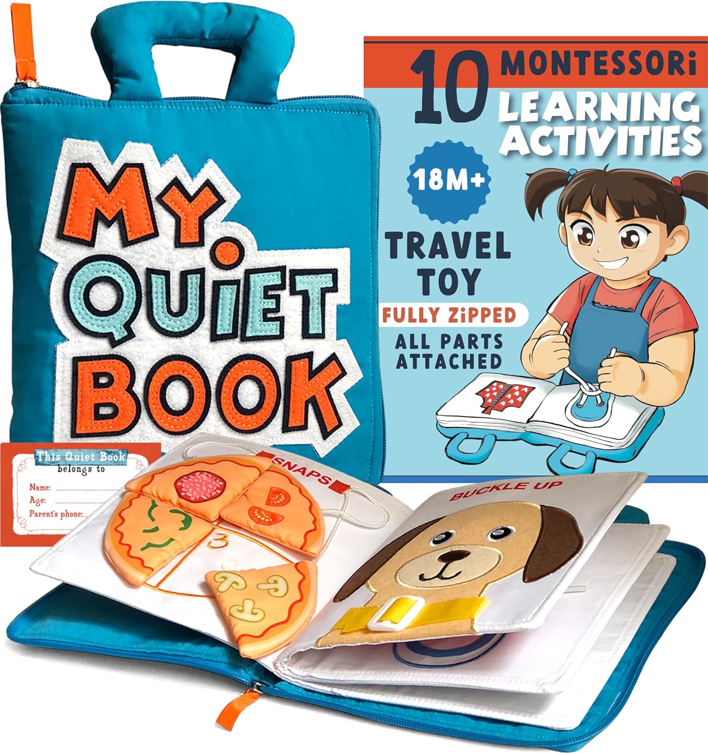 BAVY My Quiet Book - Toddler Plane Activities, Car Airplane Montessori Busy Board Book for Toddlers 1-3 - No Parts to Get Lost - Gifts for 1 2 3 4 Year Old Girl, Birthday Gifts Toys Age 2-4