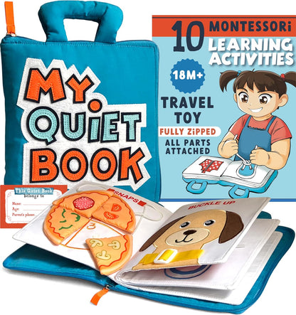 BAVY My Quiet Book - Toddler Plane Activities, Car Airplane Montessori Busy Board Book for Toddlers 1-3 - No Parts to Get Lost - Gifts for 1 2 3 4 Year Old Girl, Birthday Gifts Toys Age 2-4