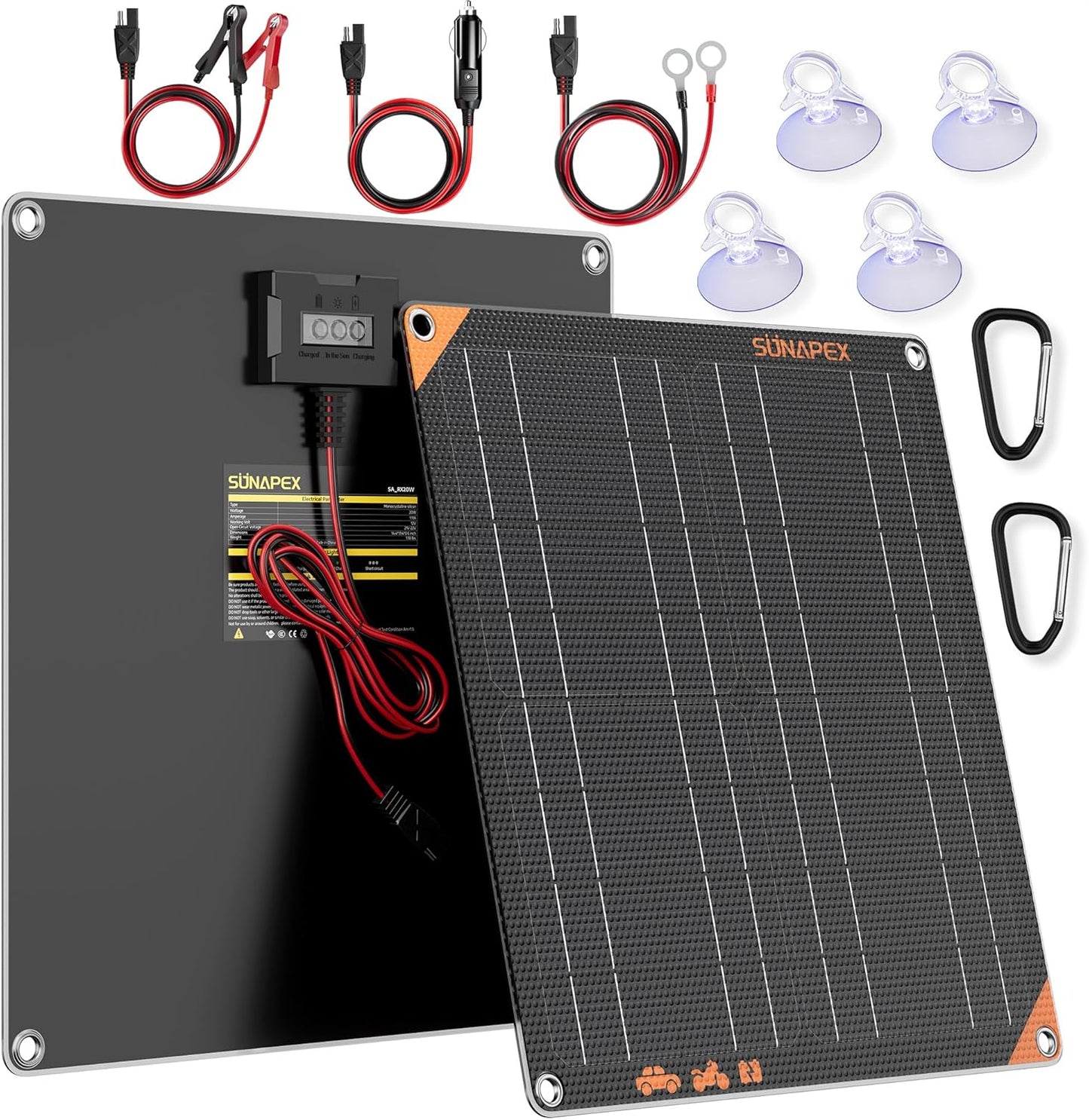 SUNAPEX 12V 10 Watt Solar Trickle Charger Maintainer - Waterproof Solar Powered Battery Charger - Solar Panel Kit Built-in Smart Charge Controller for Car Rv Trailer Truck Boat Automotive Marine