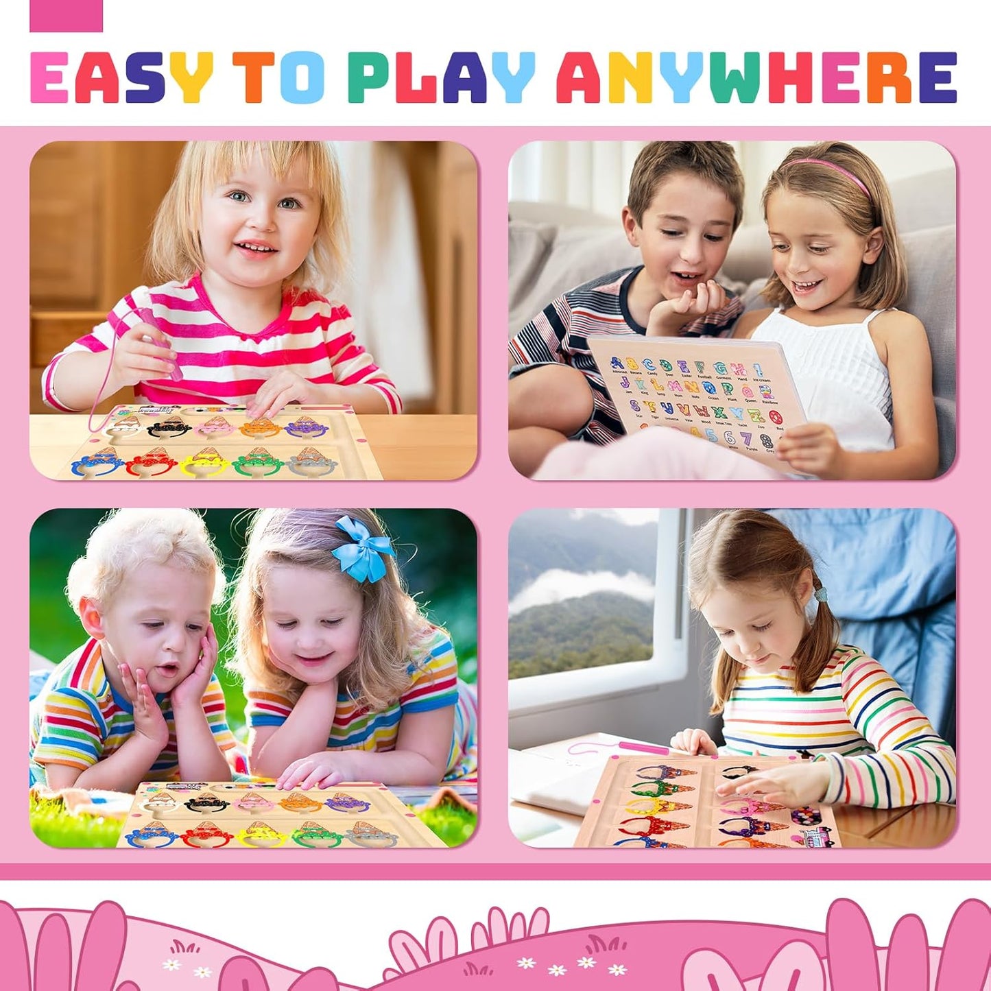 Uiseba Dinosaur Mini Magnetic Color and Number Maze Montessori Toy for Ages 3 4 5, Toddler Busy Board, Educational Preschool Learning Activities, Ideal Christmas & Birthday Gift for Boys and Kids