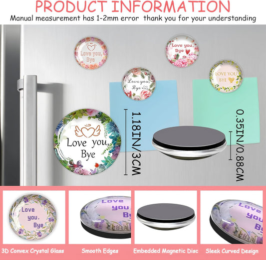 12PCS Love You Bye Fridge Magnets,Refrigerator Magnets Decorative for Whiteboard,Crystal Glass Magnet for Fridge,Cute Fridge Magnet for Locker,Crafts,Dry Erase,Kitchen,Office,Cubicle,Cabinet,Classroom