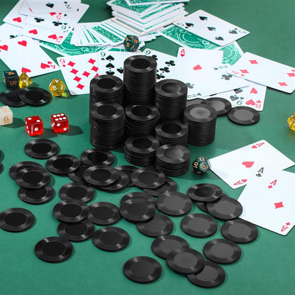 Leitee 500 Pcs Black Plastic Poker Chips Bulk 1.5 Inch Mini Bingo Chips Tokens Markers Blank Casino Counting Discs Learning Math Counters for Adults Interlocking Game Counting Reward Card