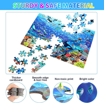 Jigsaw Puzzles for Kids Ages 3-5, 4-8, 6-8 Boys Girls - 60 Piece Construction Site - Large Piece Children Floor Jigsaw Puzzles - Science Educational Toys for 3 4 5 6 7 8 Years Old