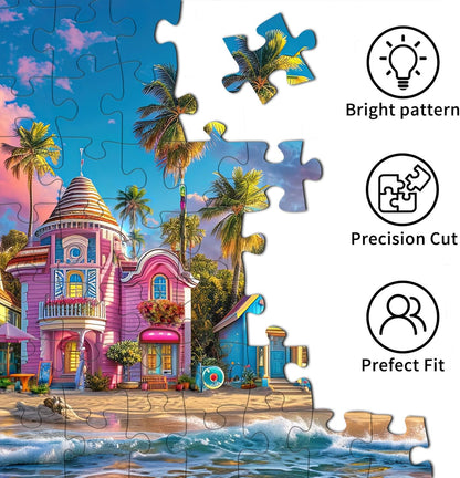 Puzzles for Adults 1000 Pieces,Seaview Campground Jigsaw Puzzle with 1:1 HD Poster, Perfect Interlocking No Dust, Stress Relief Ideal Gift for Family Games