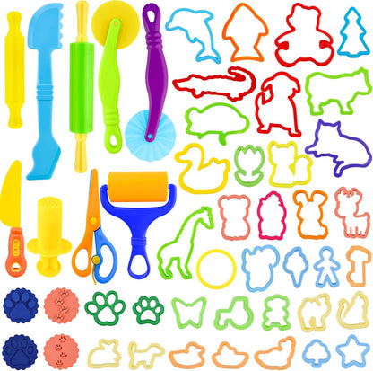 Dough Tools for Kids,9-Piece Kids Clay and Dough Tool Kit– Includes Roller, Rolling Pins, Cutting Tools, Safe Scissors & Plastic Knife for Fun DIY Craft Activities