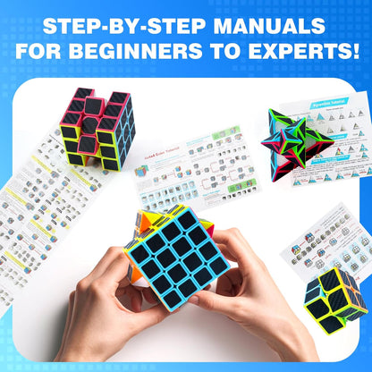 AuntyFey Speed Cube Set 5 Pack Bundle of 2x2, 3x3, 4x4, 5x5, Pyraminx Magic Speed Cube, Puzzle Cube for Kids & Beginner & Adults
