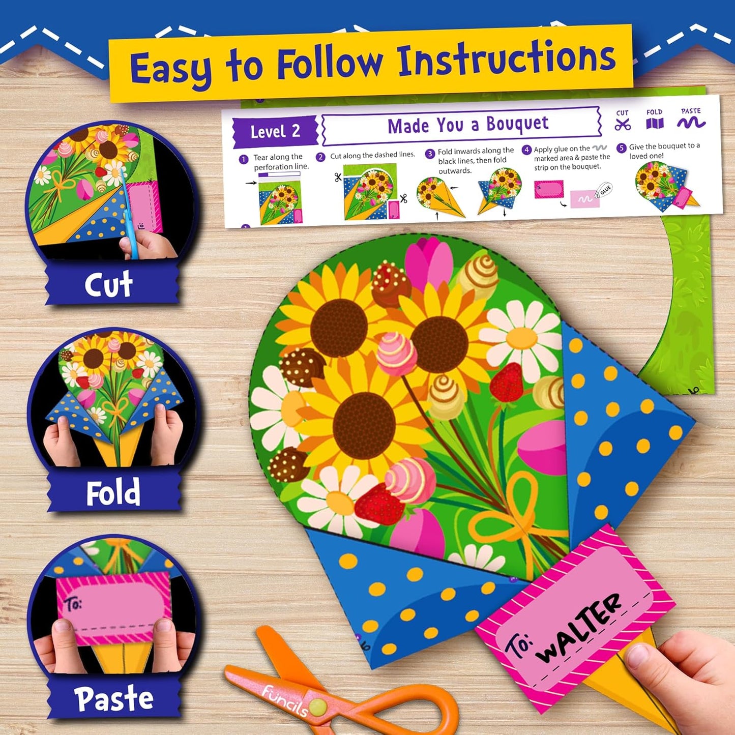 Funcils Toddler Scissor Skills - Art Supplies & Crafts Kit for Kids, Safety Scissors, Fine Motor Toys, Montessori Gifts for Boys & Girls Ages 3, 4, 5, 6, 7 Year Old, Preschool Learning Activity Books