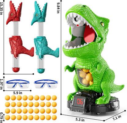 JUKUDAHU Dinosaur Shooting Boy Toys for Kids Age 3 4 5 6 7 8 - Moveable Shooting Game with Scoreboard, Light and Sound, 12 Foam Balls, Boy Toddler Toys 5-7 6-8 8-10, Competition Game Gifts (Green)