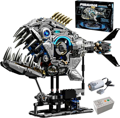 Mechanical Piranha Building Block Kit Hand Cranked Motor Dual Mode Drive Gear Multi Joint Motion Toy for Boys, Girls, and Hobbyists, Ideal for STEM Classrooms or Gift Giving