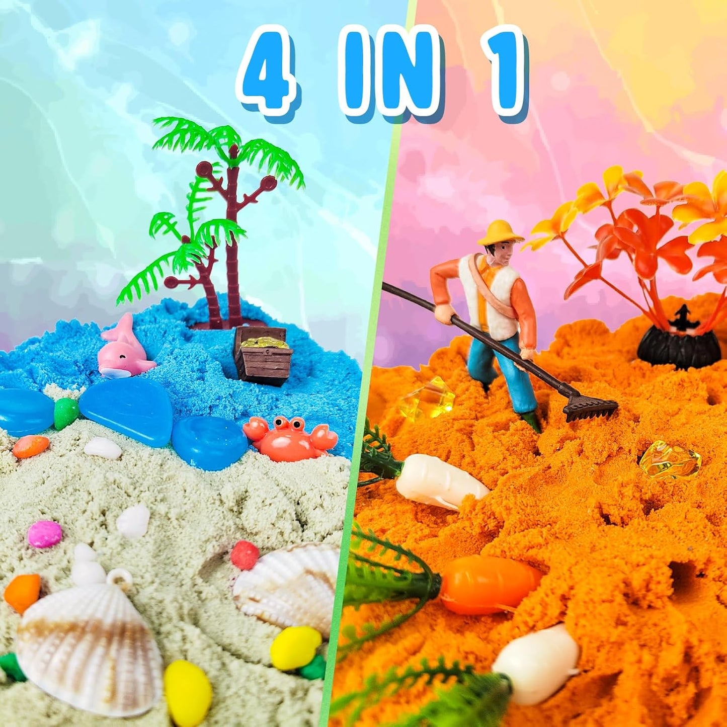 Dino & Ocean Sensory Bin, Dino & Ocean Sensory Toys with Play Sand for Toddlers Boys and Girls,Kids Toys Gift Sand Box for Age 3 4 5 6 7 8