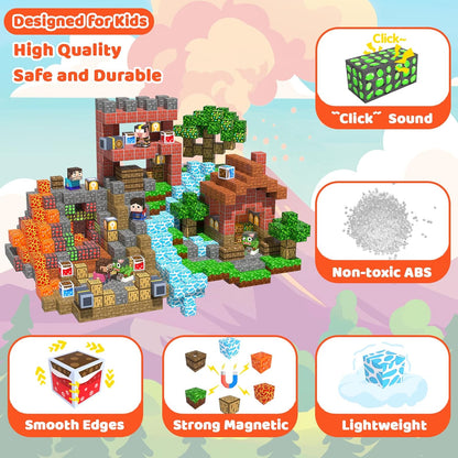 Magnetic Blocks Toys for Kids, 100 PCS Building Blocks Cubes, Stacking Magnetic Tiles Toys for Kids Toddlers Boys Girls Ages 3 4 5 6 7 8-12 Birthday Gifts Party Supplies (Underworld)