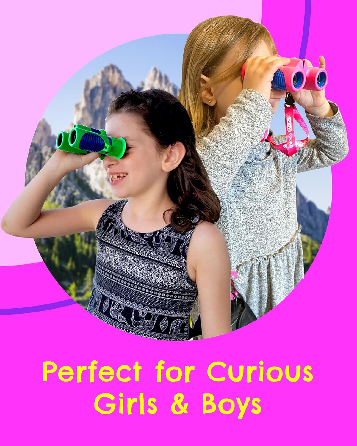 Kids Binoculars 8x21 Shockproof Green - Ages 3-12 with Case Neck Strap Compass Carabiner | High Resolution Optics for Bird Watching Camping Hiking | Birthday Gift Boys Girls