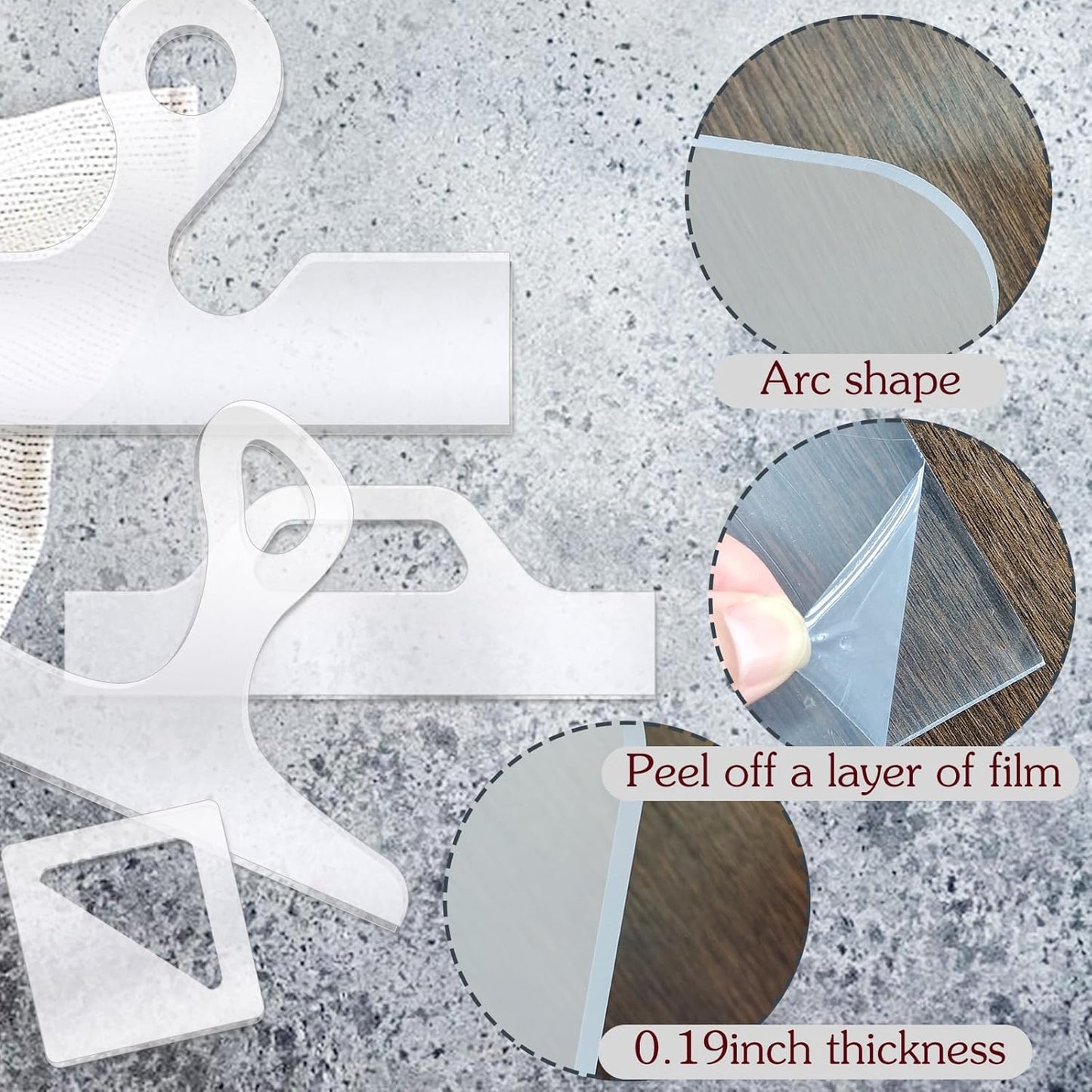 Router Templates, 4pcs Acrylic Charcuterie Board Handle Template, LYMOI Clear Cut Board Thick Handle Template, Angled Curvy Tracing Stencils Cut Guide Tools for Kitchen Woodworking. (Style 1)