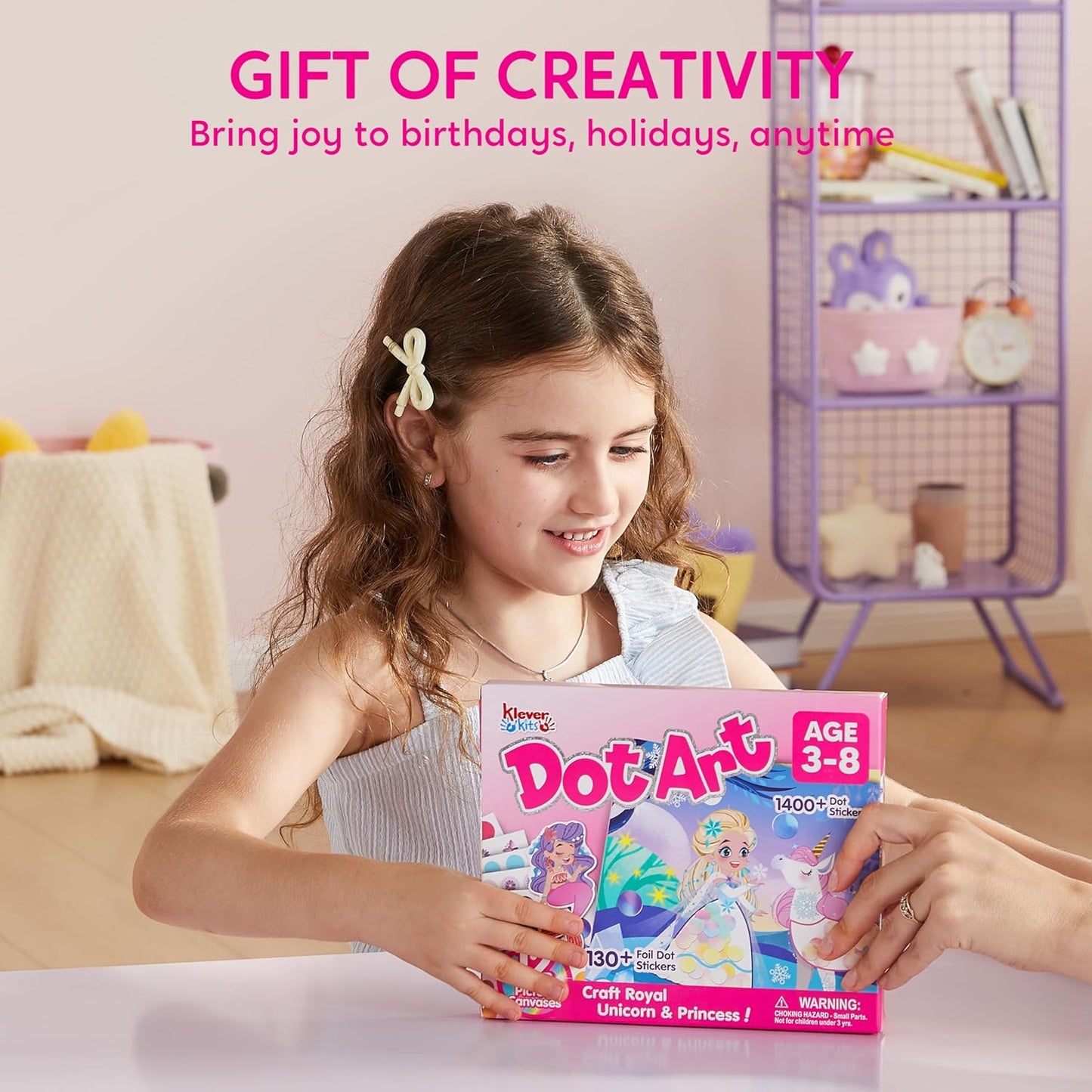 Klever Kits Dot Art Kit for Kids, No Mess Sticker for Toddlers 3-7, Craft Kits, DIY Creative Activity, Travel Toy, Birthday Presents for Boys Girls (Unicorns & Princess)