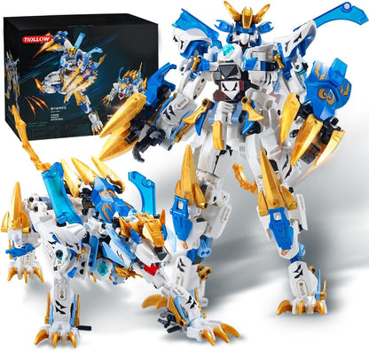 TIALLOW Pterodactyl Robot 2 in 1 Building Toy Sets, Dinosaurs Mech Transforming Building Block Model, Mecha Action Figures Pterosaur Building Kits, for Boys, Adult Age 8-12 (Pterodactyl)