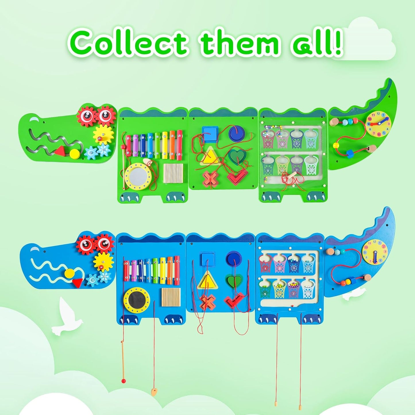Spacocld Rocket Activity Wall Busy Board Panels - Sensory Wall Panel for Kids, Montessori Toddler Wall Activity Board(5PCS)