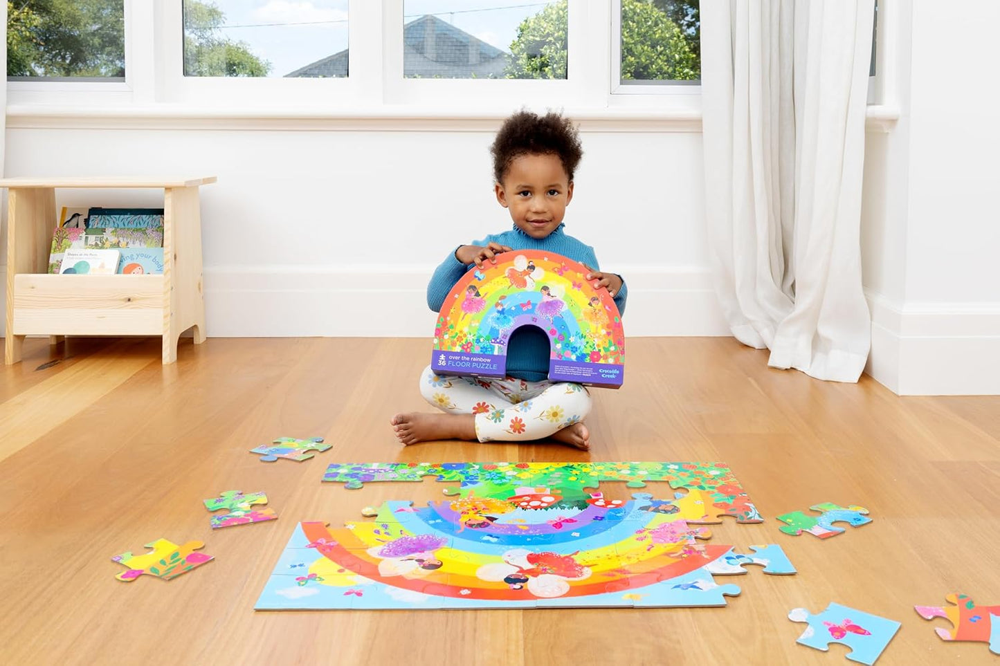 Crocodile Creek 36-Piece Jigsaw Floor Puzzle - Shark Reef - for Kids Ages 3-5 - Heavy-Duty Shaped Box for Storage - 24" W x 18" H Finished